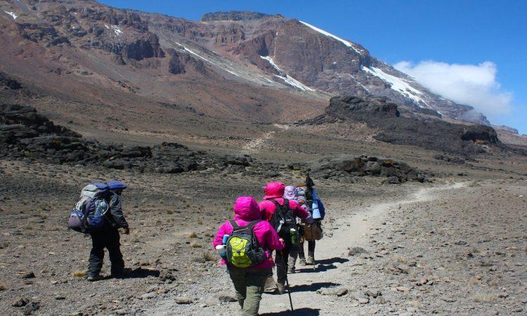 Mountain trekking landscape in the Rongai source